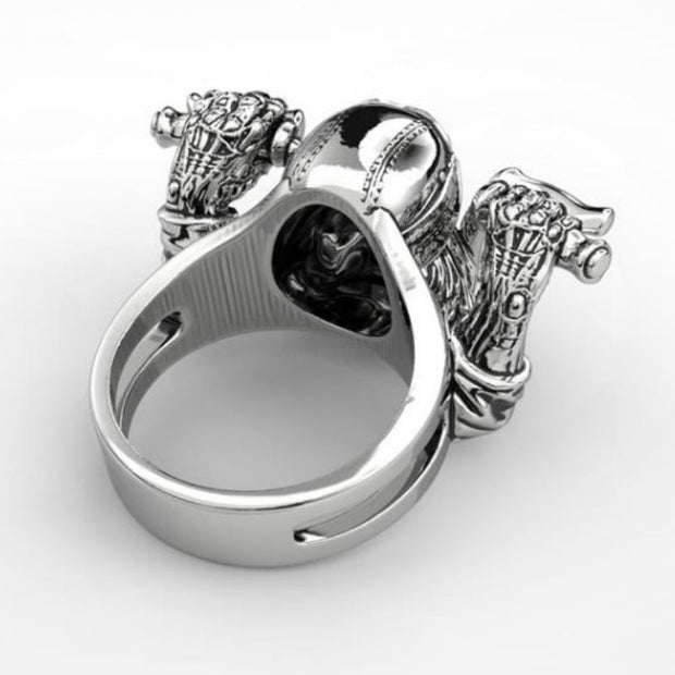 Bearded Ghost Head Motorcyclist Ring