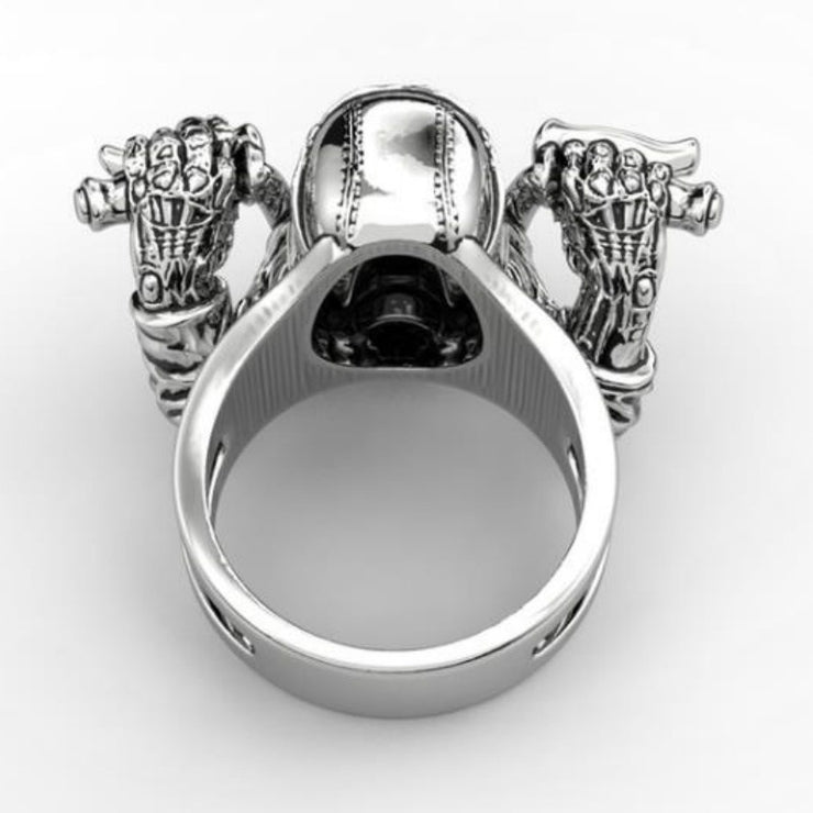 Bearded Ghost Head Motorcyclist Ring